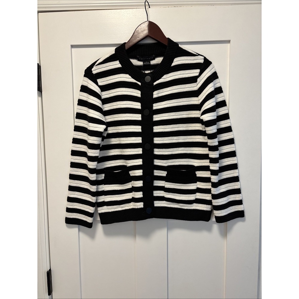 NWT Sanctuary Knitted‎ Sweater Jacket in Black Stripe Women's Size Small